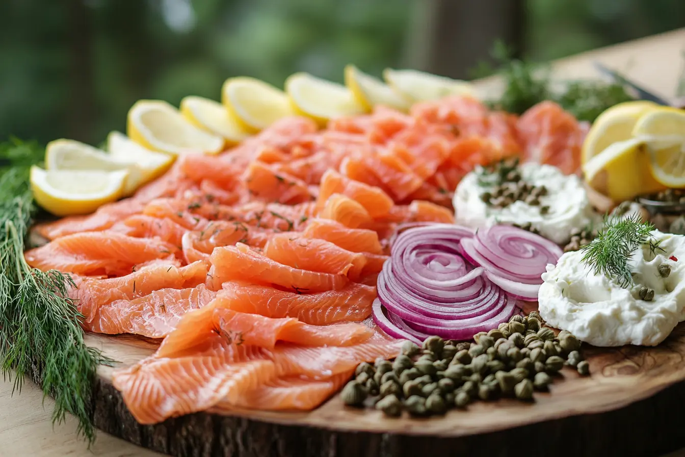 Best foods to serve with smoked salmon on a bagel platter