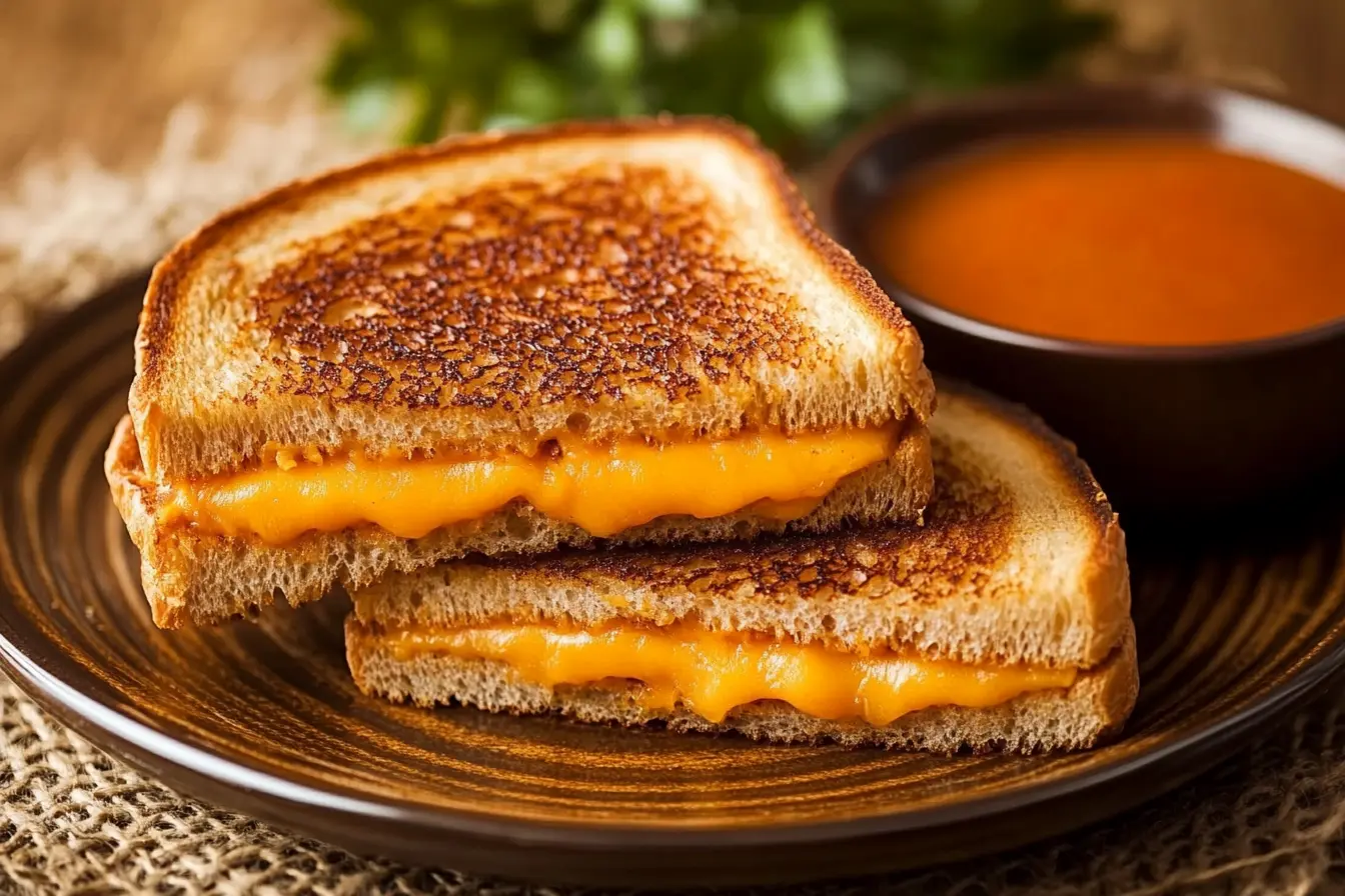 Sourdough grilled cheese sandwich with crispy crust and melted cheese.