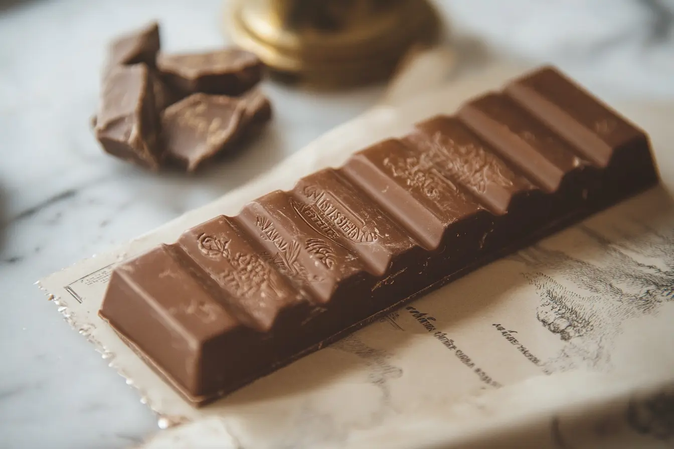 Early milk chocolate bar created by Daniel Peter in 1875.